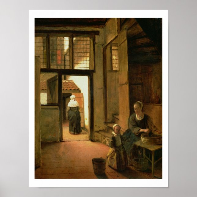 Interior of a Dutch House (oil on panel) Poster (Front)