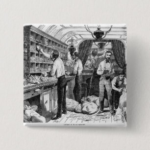 Interior of a French railway postal wagon 2 Inch Square Button