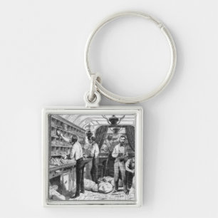 Interior of a French railway postal wagon Keychain
