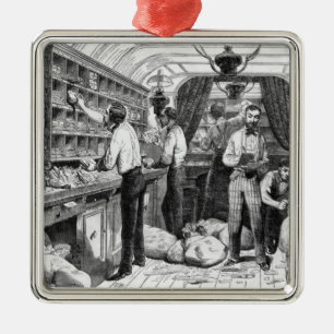 Interior of a French railway postal wagon Metal Ornament