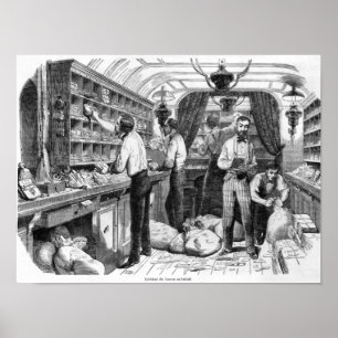 Interior of a French railway postal wagon Poster