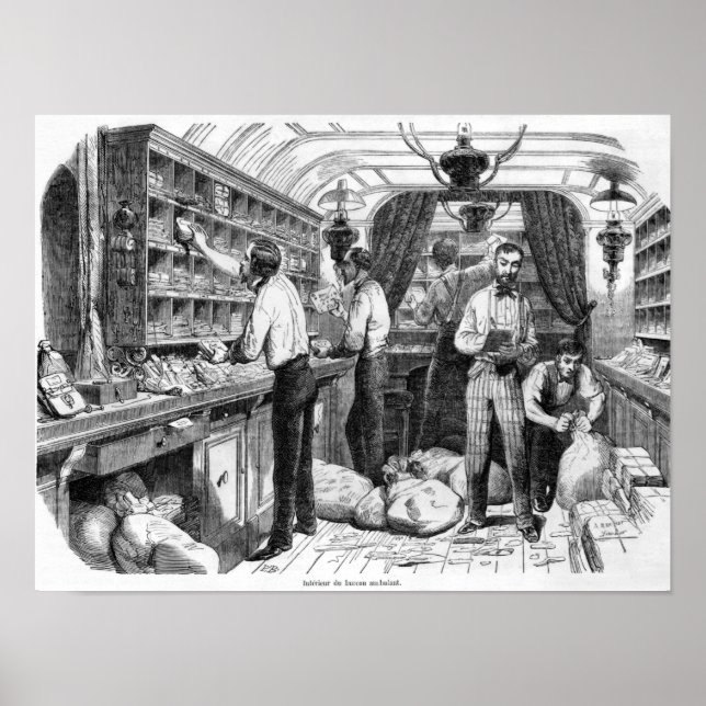 Interior of a French railway postal wagon Poster (Front)