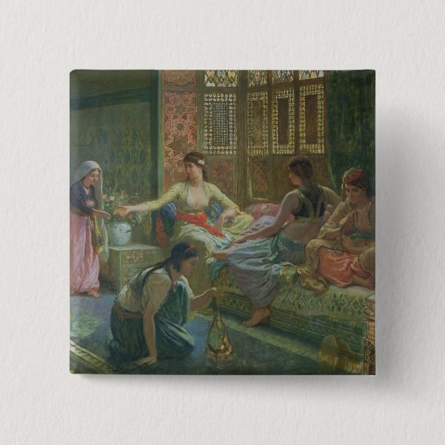 Interior of a Harem, c.1865 2 Inch Square Button (Front)