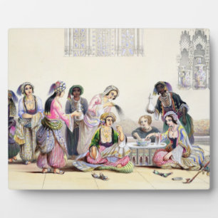 Interior of a Harem, in Cairo (colour litho) Plaque