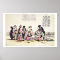 Interior of a Harem, in Cairo (colour litho)