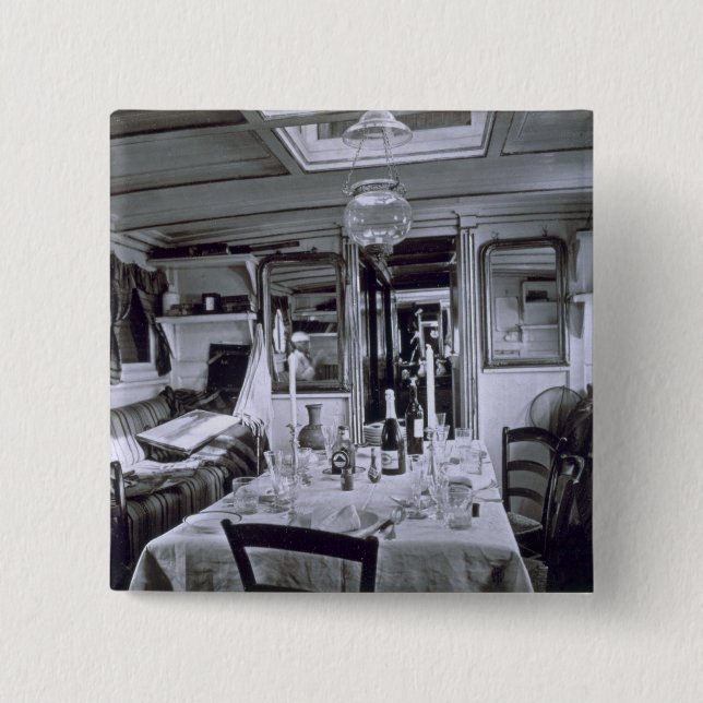 Interior of a Nile Boat (b&w photo) 2 Inch Square Button (Front)