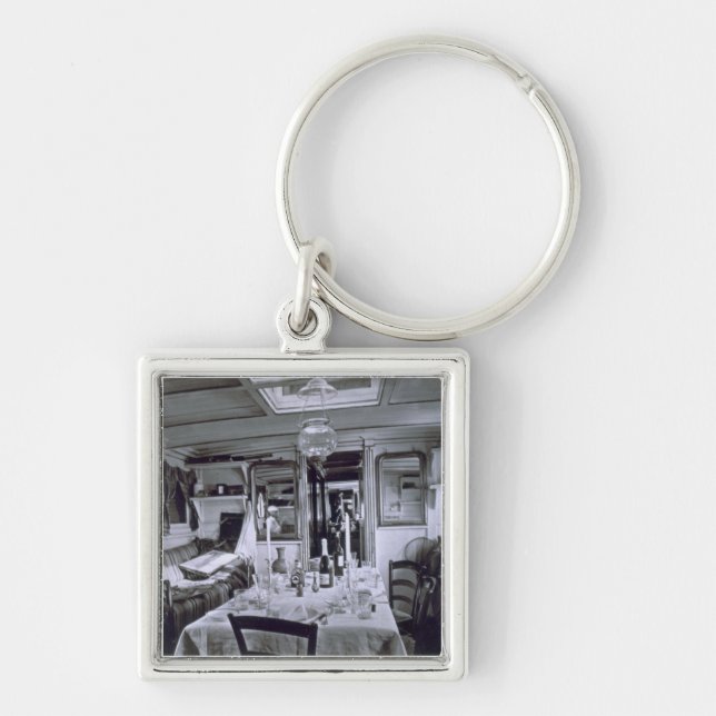 Interior of a Nile Boat (b&w photo) Keychain (Front)
