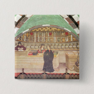 Interior of a pharmacy 2 inch square button