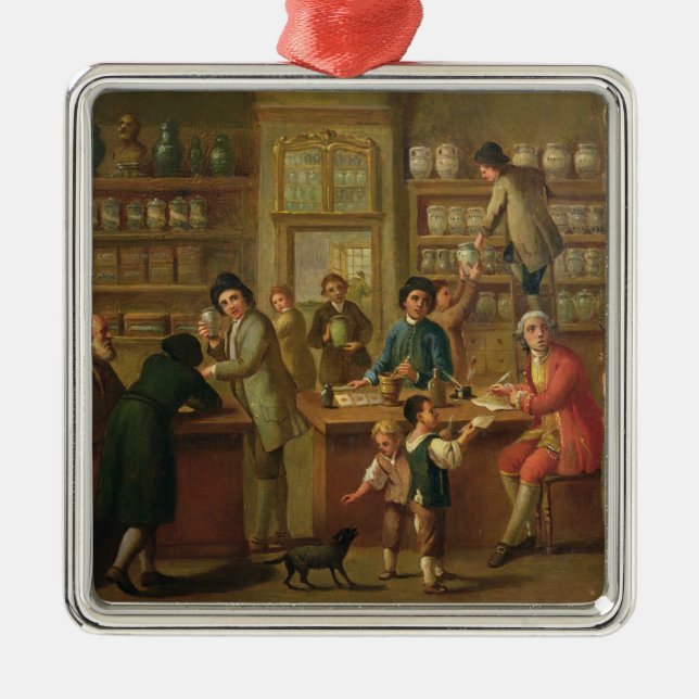 Interior of a Pharmacy Metal Ornament (Front)