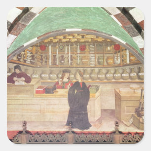 Interior of a pharmacy square sticker