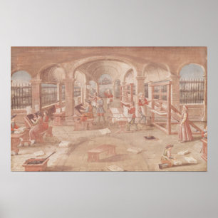 Interior of a Printing Works in the 16th Century Poster