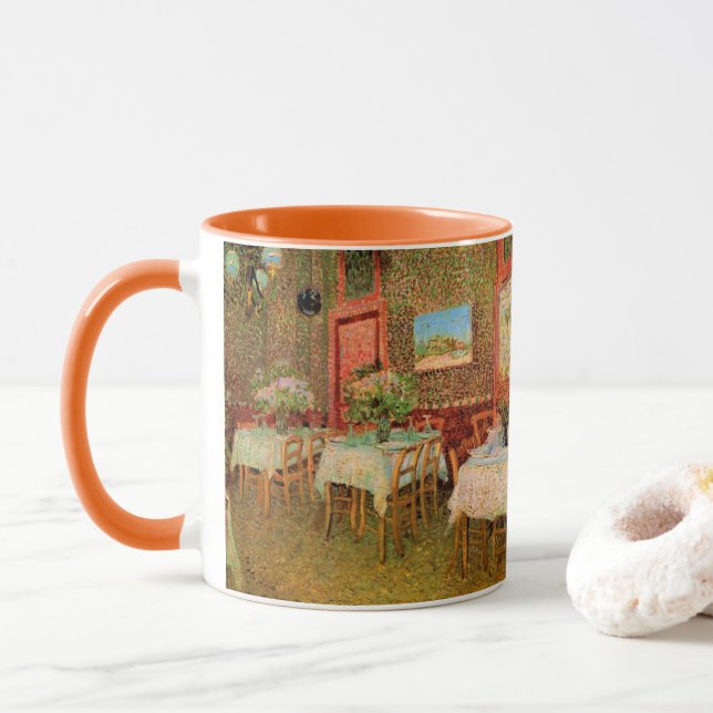 Interior of a Restaurant by Vincent van Gogh Mug (With Donut)