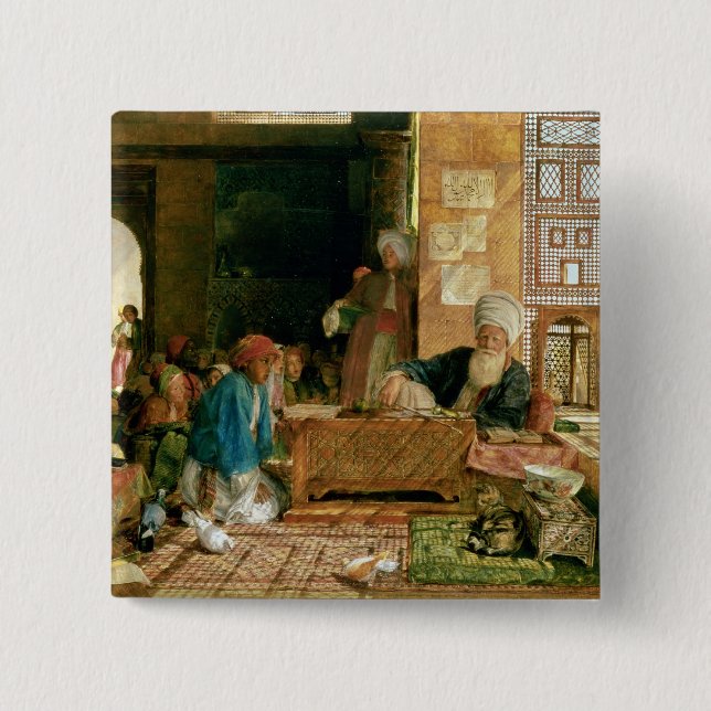 Interior of a School, Cairo 2 Inch Square Button (Front)