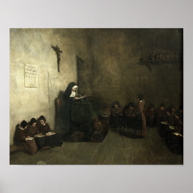 Interior of a School for Orphaned Girls, 1850 Poster (Front)