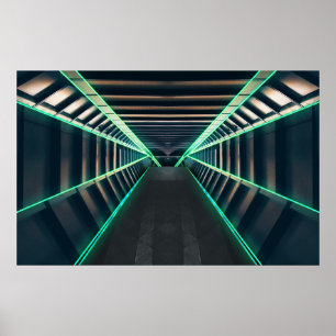 Interior of a Sci-Fi Spaceship Corridor Poster