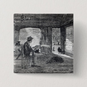 Interior of a settler's hut in Australia 2 Inch Square Button