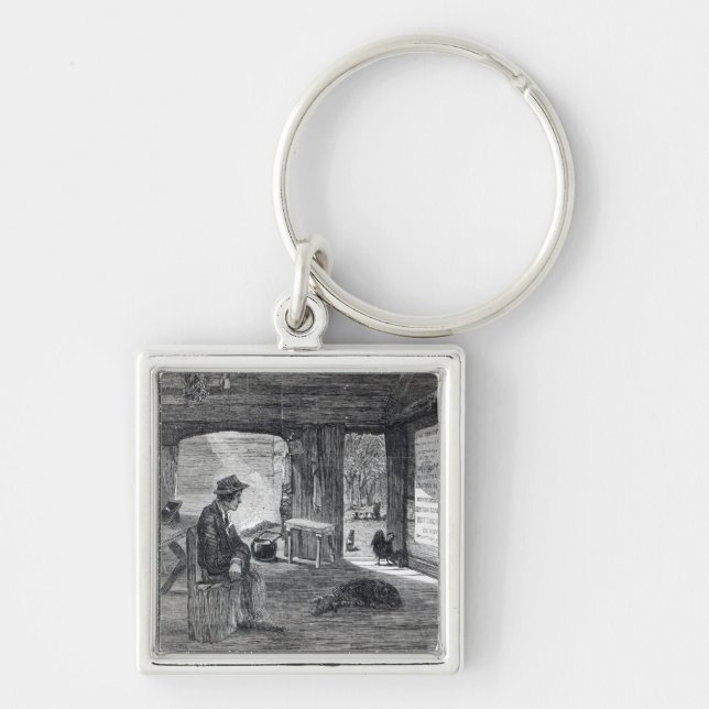 Interior of a settler's hut in Australia Keychain (Front)