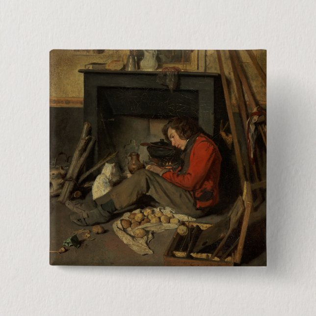Interior of a Studio, 1845 (oil on canvas) 2 Inch Square Button (Front)