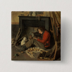 Interior of a Studio, 1845 (oil on canvas) 2 Inch Square Button
