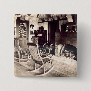 Interior of an American wooden shack, c.1880s (pho 2 Inch Square Button