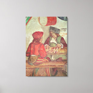 Interior of an Inn, detail of backgammon players Canvas Print