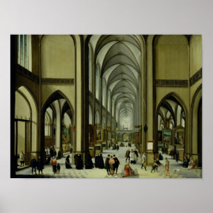 Interior of Antwerp cathedral Poster