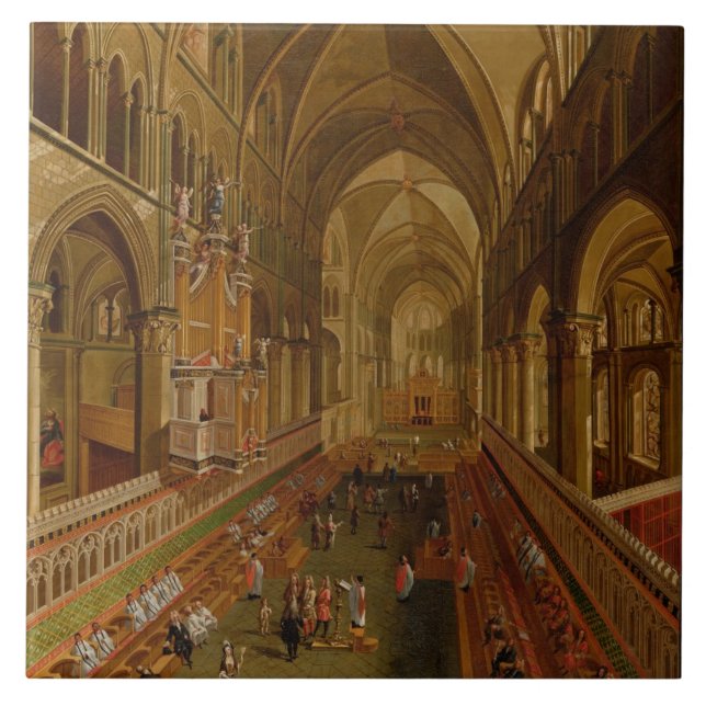 Interior of Canterbury Cathedral, c.1675-1700 (oil Tile (Front)