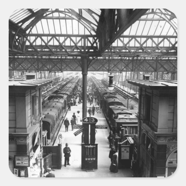 Interior of Charing Cross Station, London Square Sticker (Front)