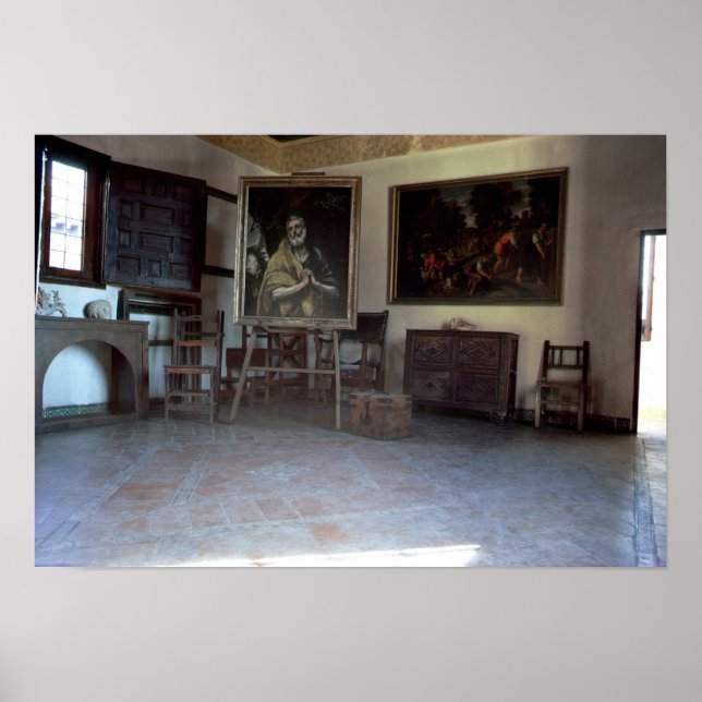 Interior of El Greco's  studio Poster (Front)
