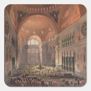 Interior of Haghia Sophia, Constantinople, pub. 18 Square Sticker