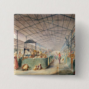 Interior of Les Halles, 1835 2 Inch Square Button