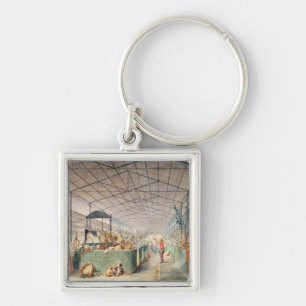 Interior of Les Halles, 1835 Keychain