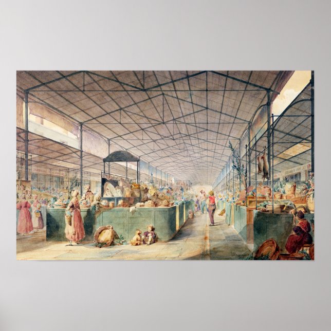 Interior of Les Halles, 1835 Poster (Front)
