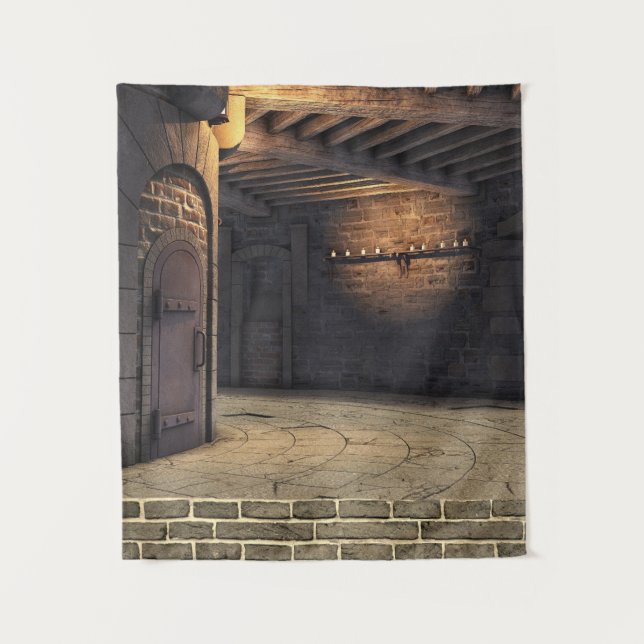 Interior of Medieval Castle Photo Backdrop Tapestry (Front)