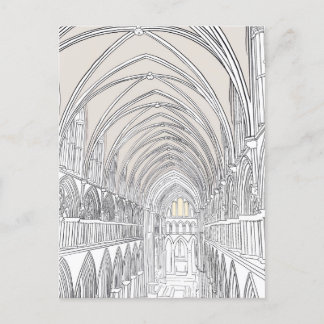 Interior of Salisbury Cathedral | Line Drawing Pos Postcard