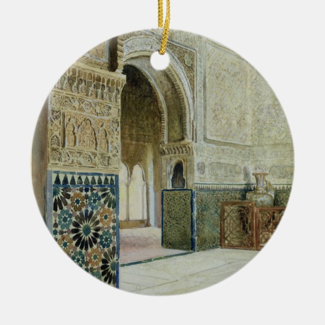 Interior of the Alhambra, Granada (w/c) Ceramic Ornament (Front)