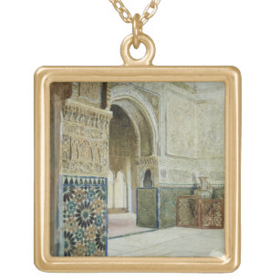 Interior of the Alhambra, Granada (w/c) Gold Plated Necklace