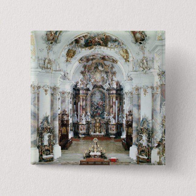 Interior of the benedictine abbey church 2 inch square button (Front)