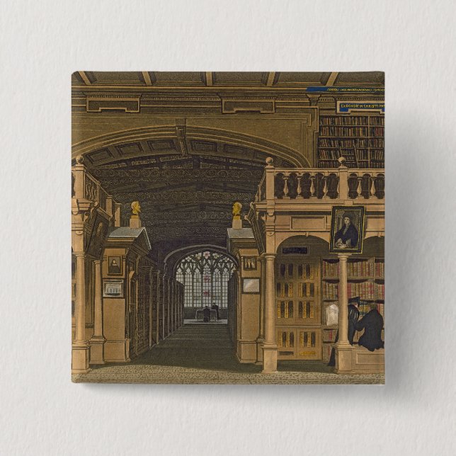 Interior of the Bodleian Library, illustration fro 2 Inch Square Button (Front)