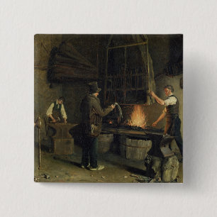 Interior of the Forge, 1837 2 Inch Square Button