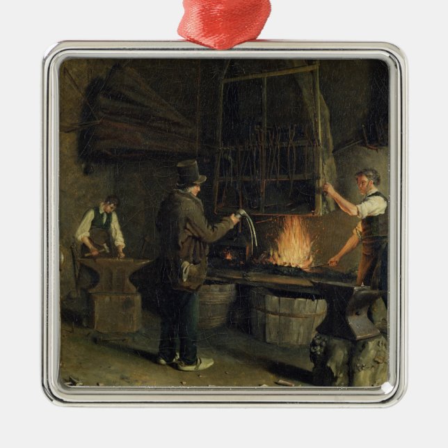 Interior of the Forge, 1837 Metal Ornament (Front)