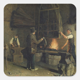 Interior of the Forge, 1837 Square Sticker