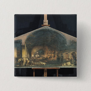 Interior of the Forge at Fourchambault 2 Inch Square Button