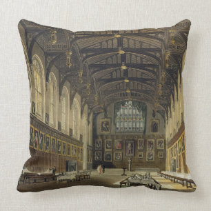 Interior of the Hall of Christ Church, illustratio Throw Pillow