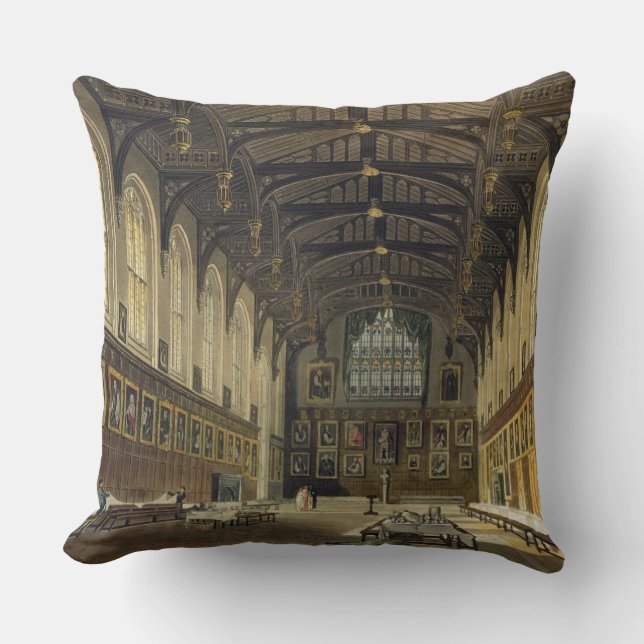 Interior of the Hall of Christ Church, illustratio Throw Pillow (Front)