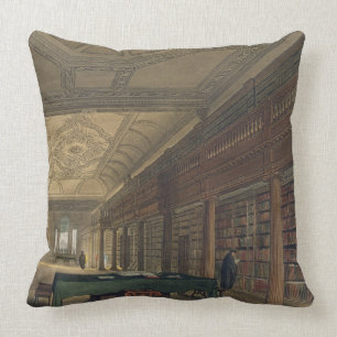 Interior of the Library of Christ Church, illustra Throw Pillow