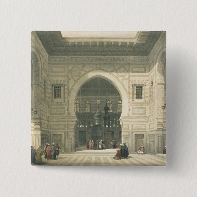 Interior of the Mosque of Sultan Hasan, Cairo, fro 2 Inch Square Button (Front)
