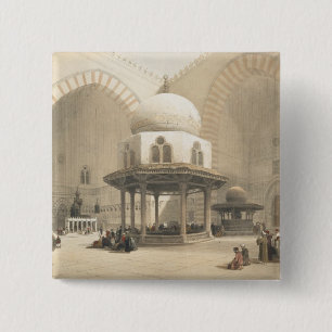 Interior of the Mosque of the Sultan El Ghoree, Ca 2 Inch Square Button