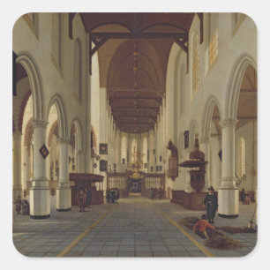 Interior of the Oude Kerk, Delft, c.1660-70 Square Sticker