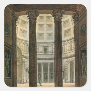 Interior of the Pantheon, Rome, from 'Le Costume A Square Sticker